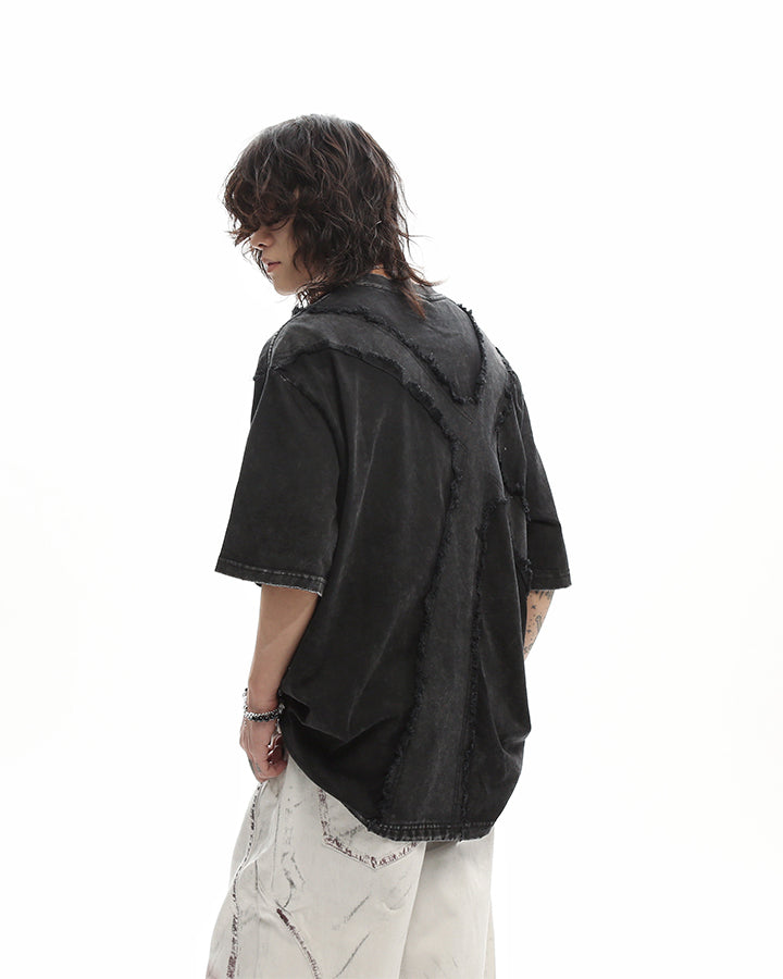 New Vintage Gothic Frayed Cross Graphic T-Shirt