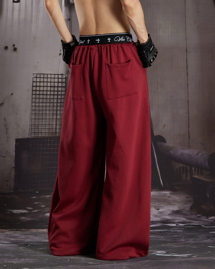 GRYFT Retro Letter Print Wide Leg Sweatpants