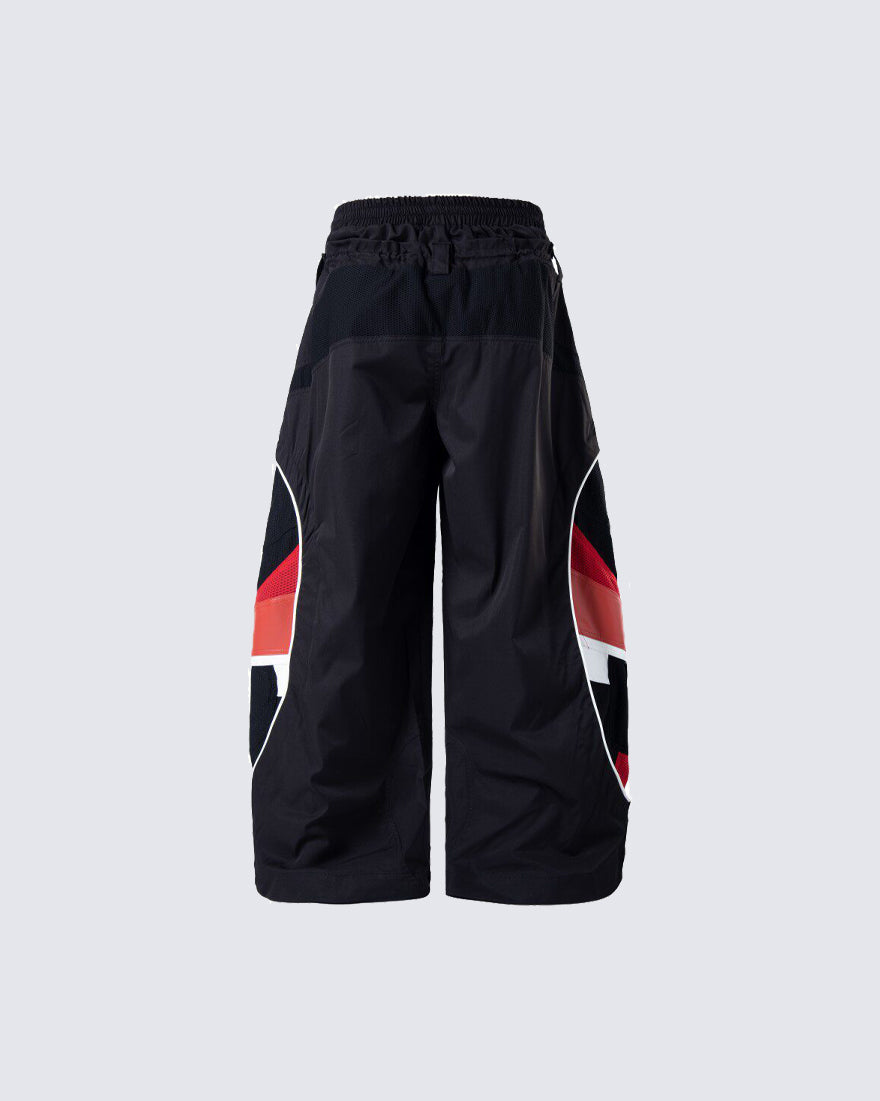 Street Colorblock Panel Loose Fit Wide Leg Pants