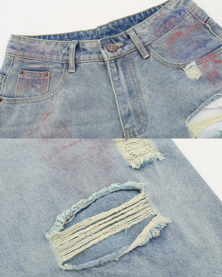American Graffiti Distressed Denim Shorts