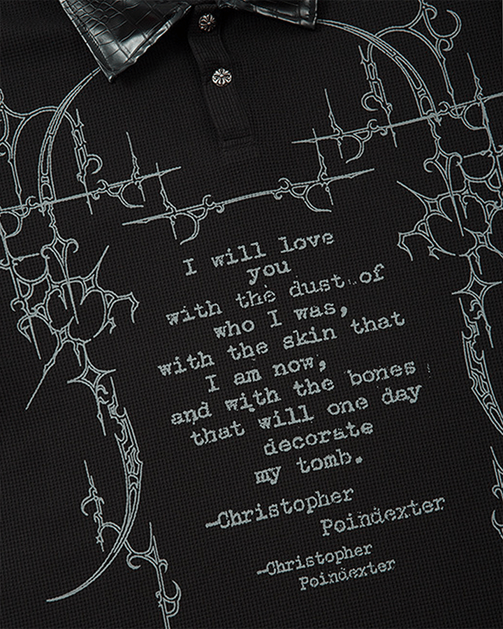 Gothic Double Sleeve Polo with Barbed Quote Print