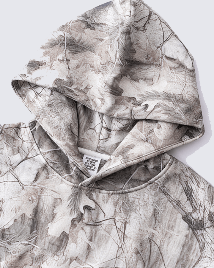 Heavyweight Fleece Camo Hoodie Cotton Blend