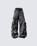 GRYFT Grunge Washed Elastic Waist Cargo Pants
