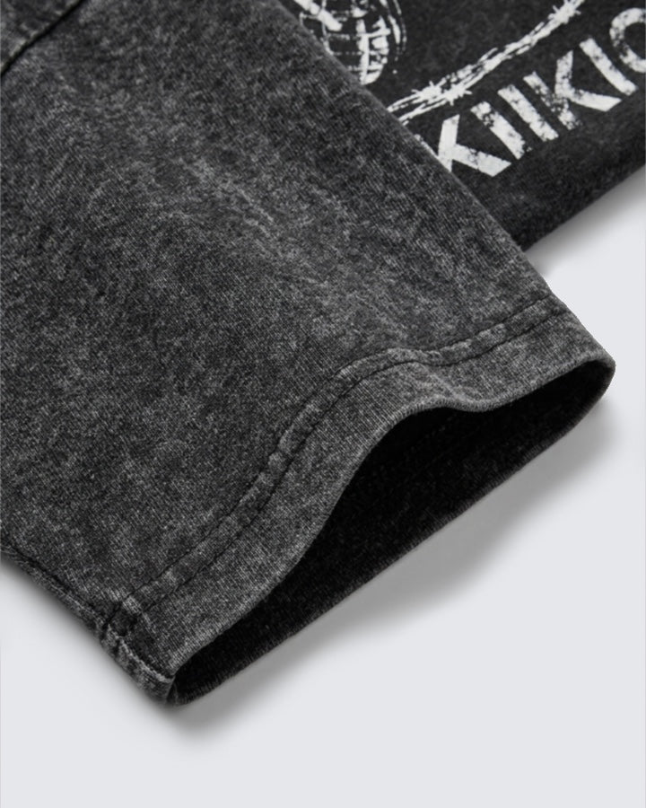 Vintage Washed Flame Graphic Street T-Shirt