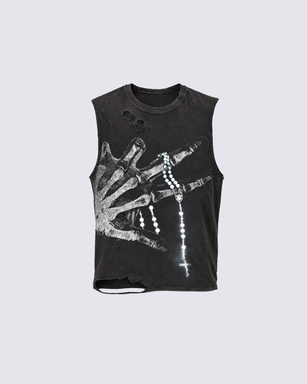 Distressed Skeletal Graphic Tank Top