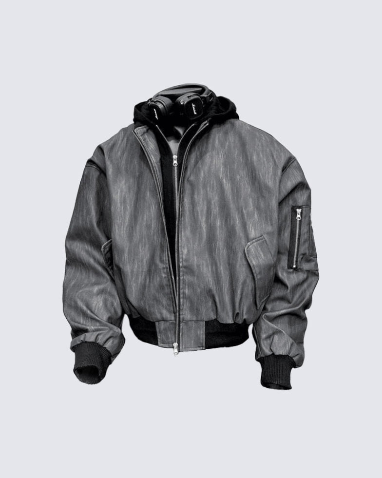 GRYFT Leather Bomber Jacket