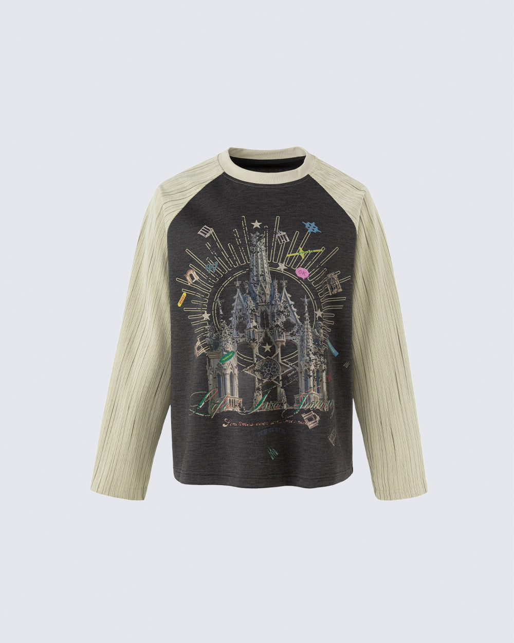 GRYFT Gothic Cathedral Graphic Raglan Long-Sleeve T-Shirt