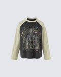 GRYFT Gothic Cathedral Graphic Raglan Long-Sleeve T-Shirt