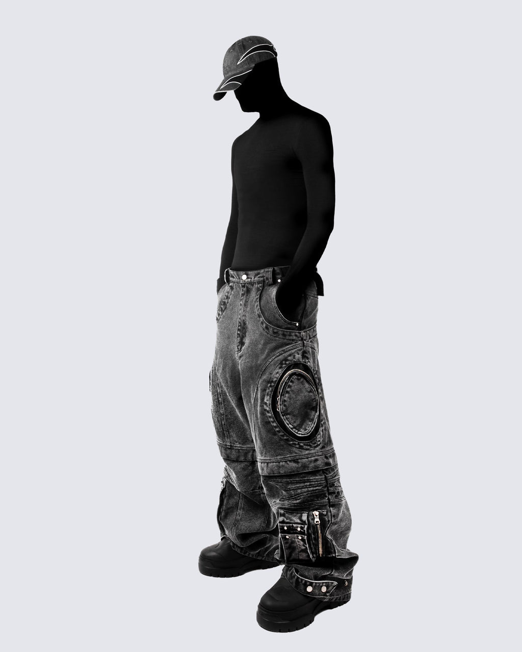 Bold Retro-Washed Black Denim Pants by GRYFT