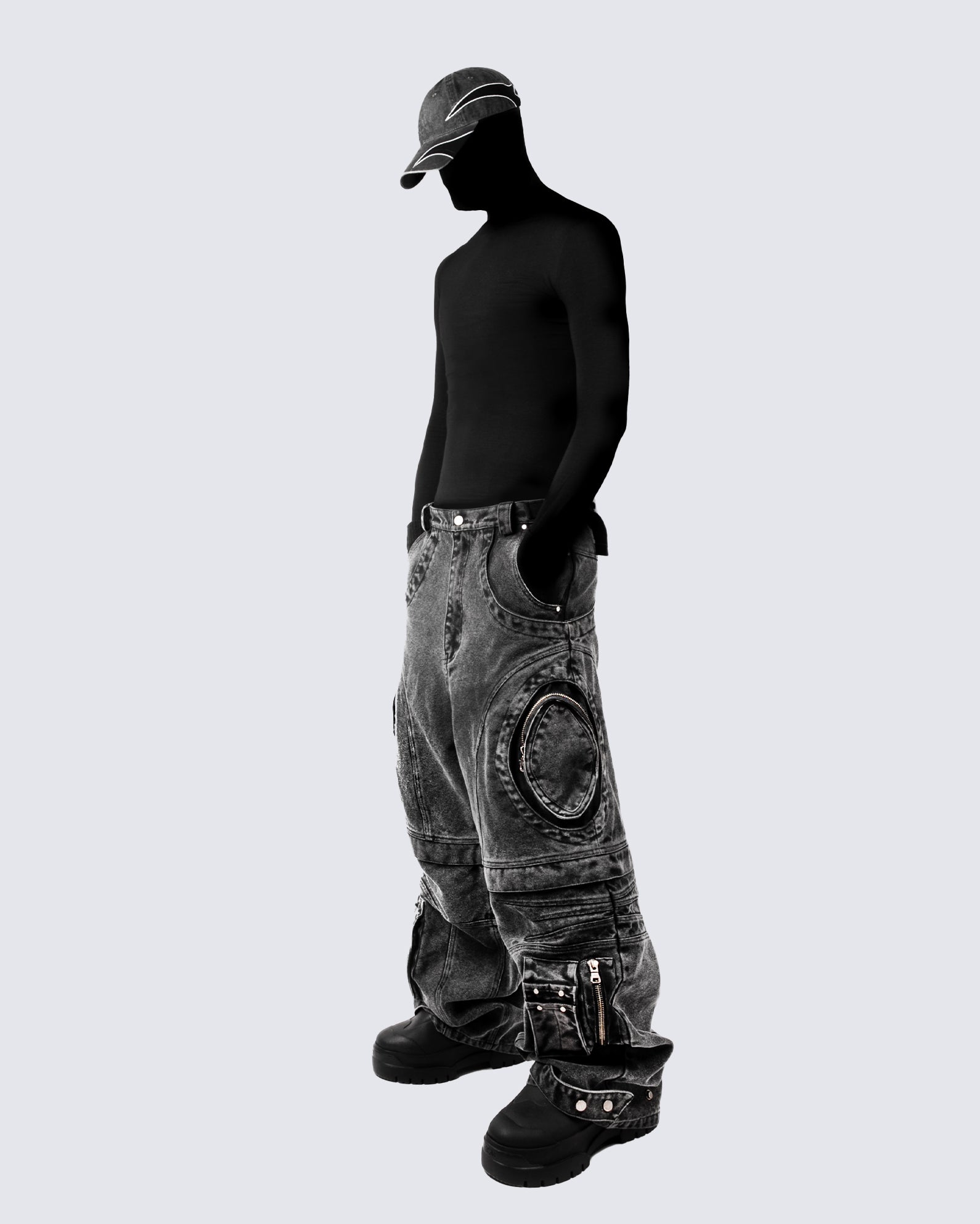 Bold Retro-Washed Black Denim Pants by GRYFT