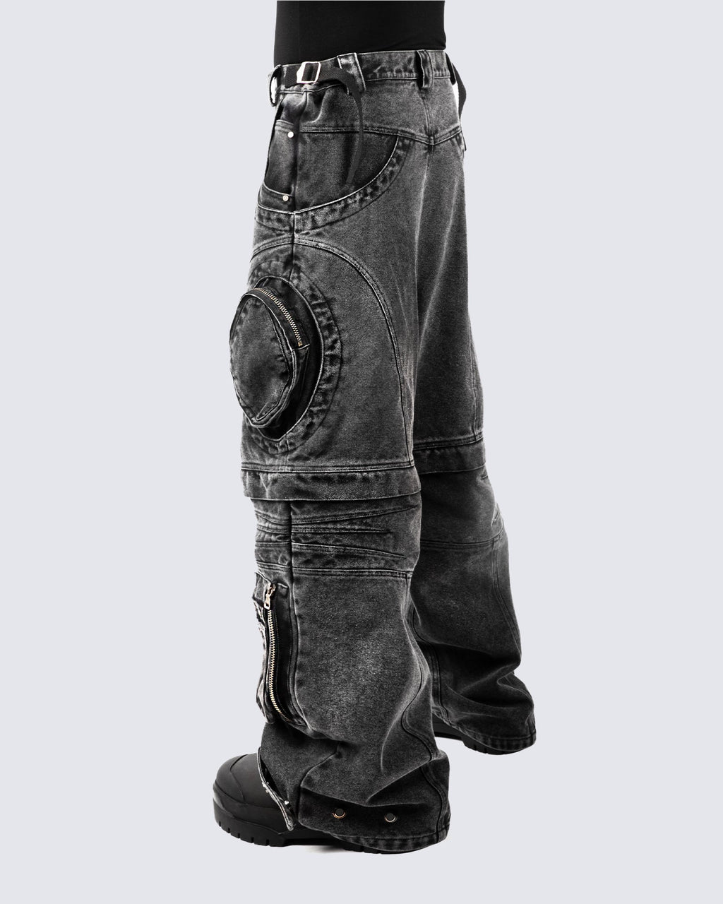 Bold Retro-Washed Black Denim Pants by GRYFT