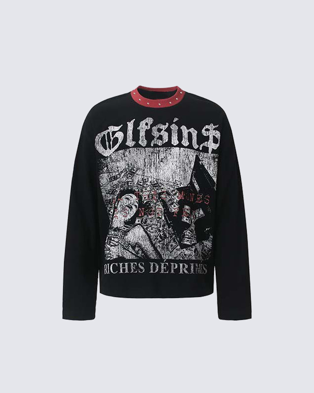 American Vintage-Style Rivet-Detail Graphic T-Shirt