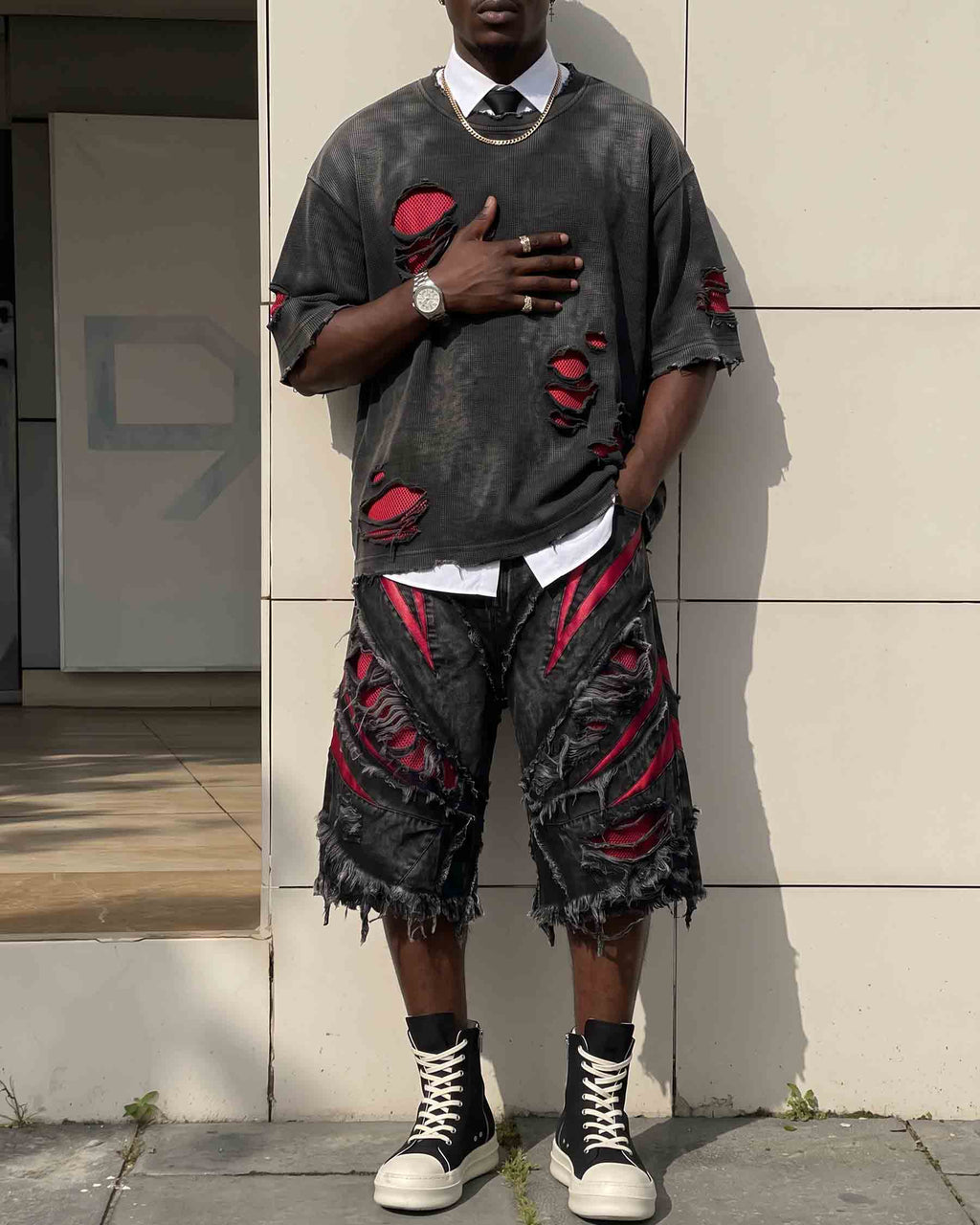 GRYFT RED RUST Series | Distressed Denim Shorts