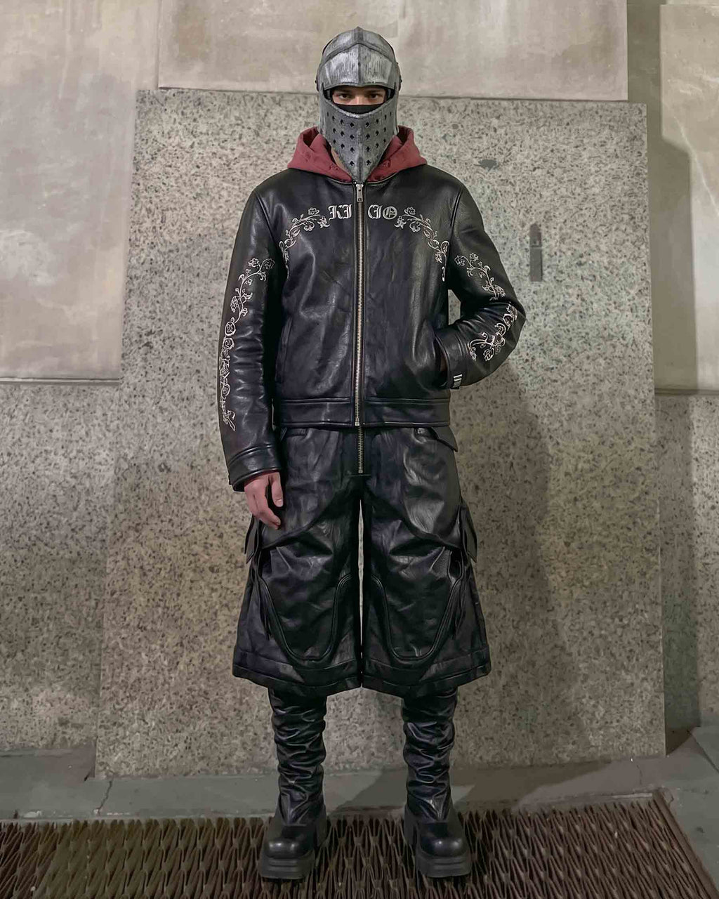 GRYFT RED RUST Series | Vintage Leather Hooded Bomber Jacket