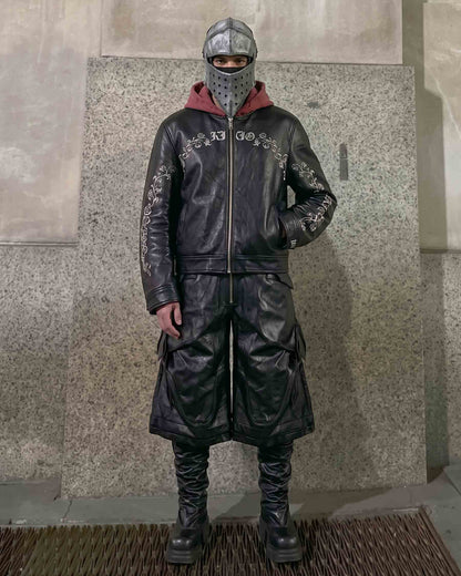 GRYFT RED RUST Series | Vintage Leather Hooded Bomber Jacket
