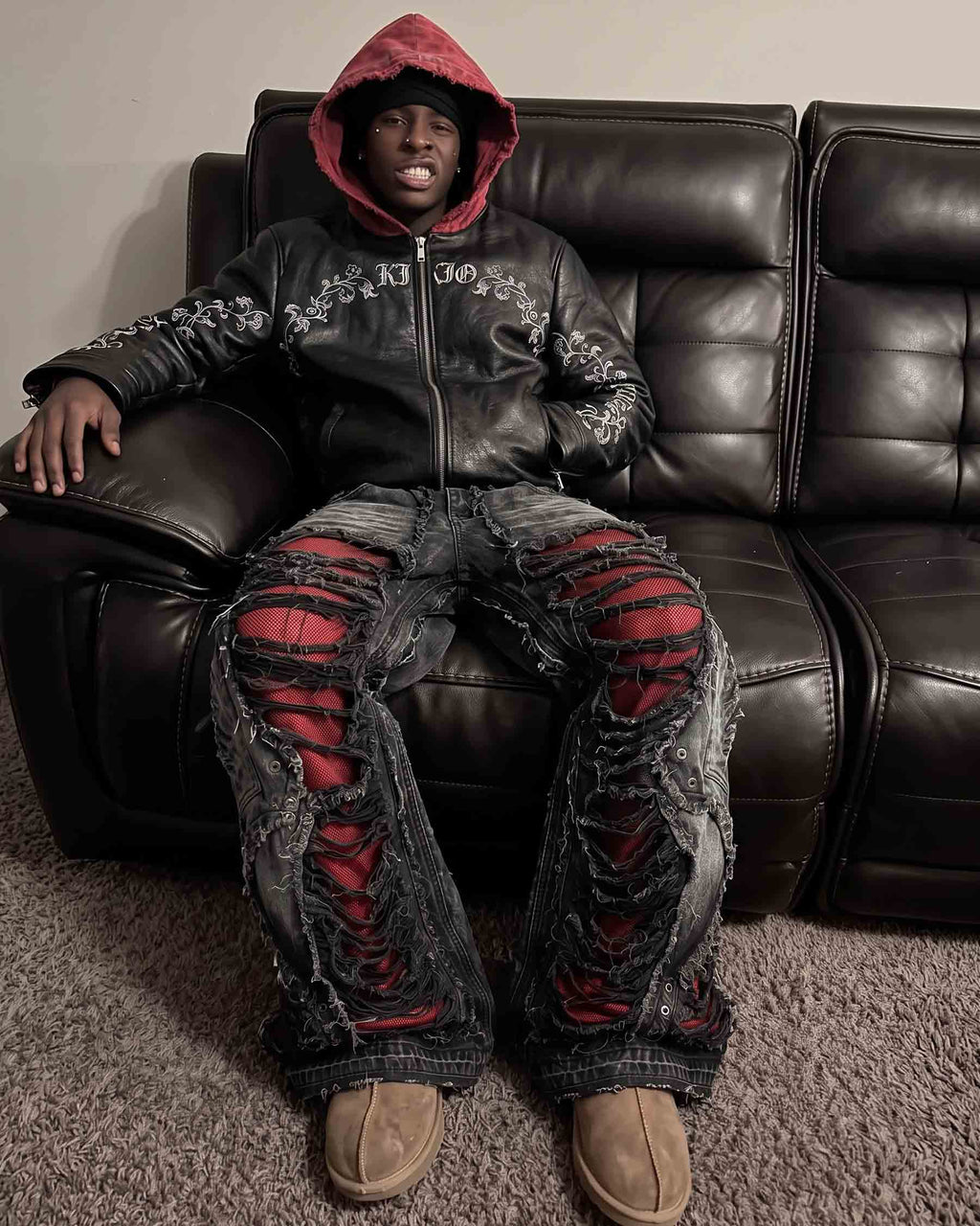 GRYFT RED RUST Series | Distressed Wide Leg Jeans