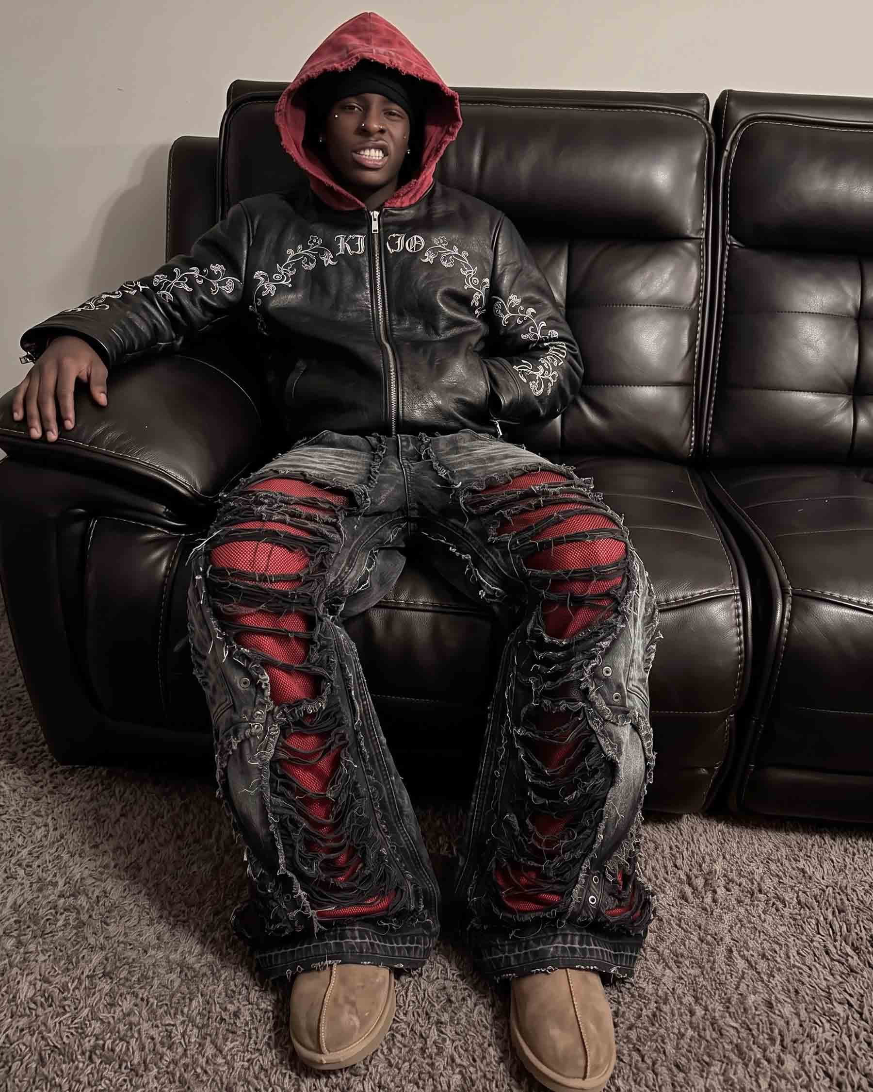 GRYFT RED RUST Series | Vintage Leather Hooded Bomber Jacket