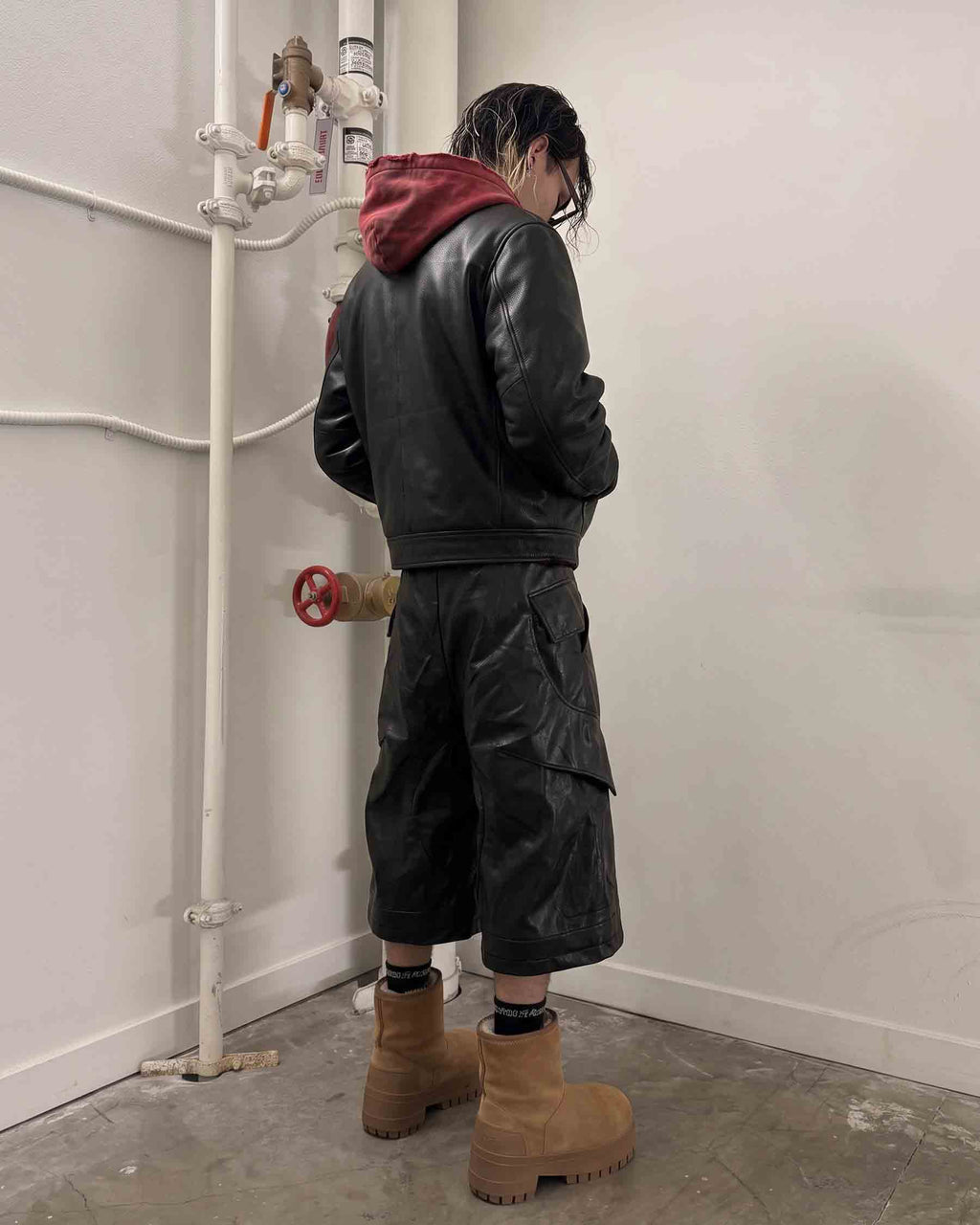GRYFT RED RUST Series | Vintage Leather Hooded Bomber Jacket