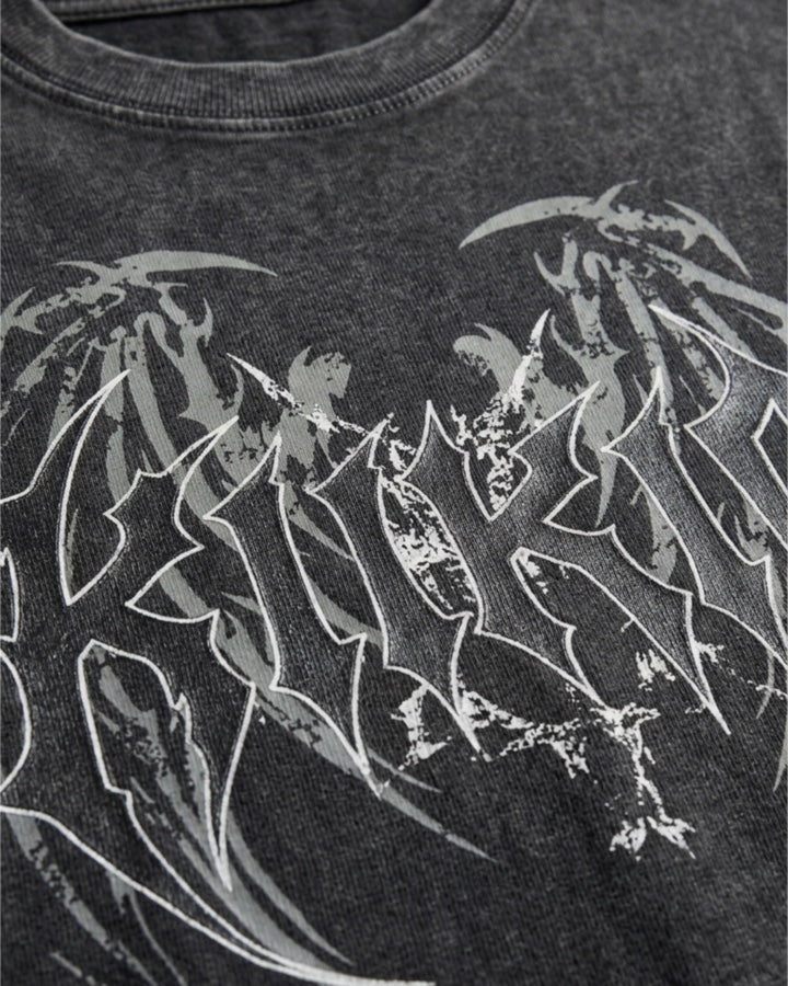 GRYFT American Vintage Washed Gothic Print T-Shirt