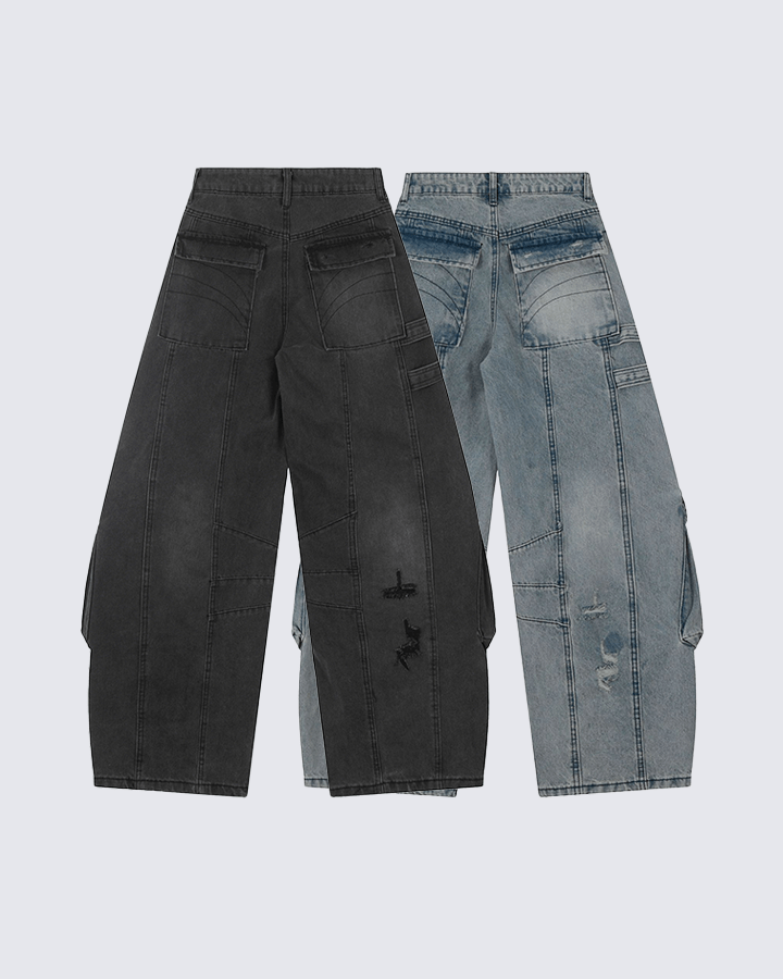 Ripped Denim Cargo Pants – Street Style