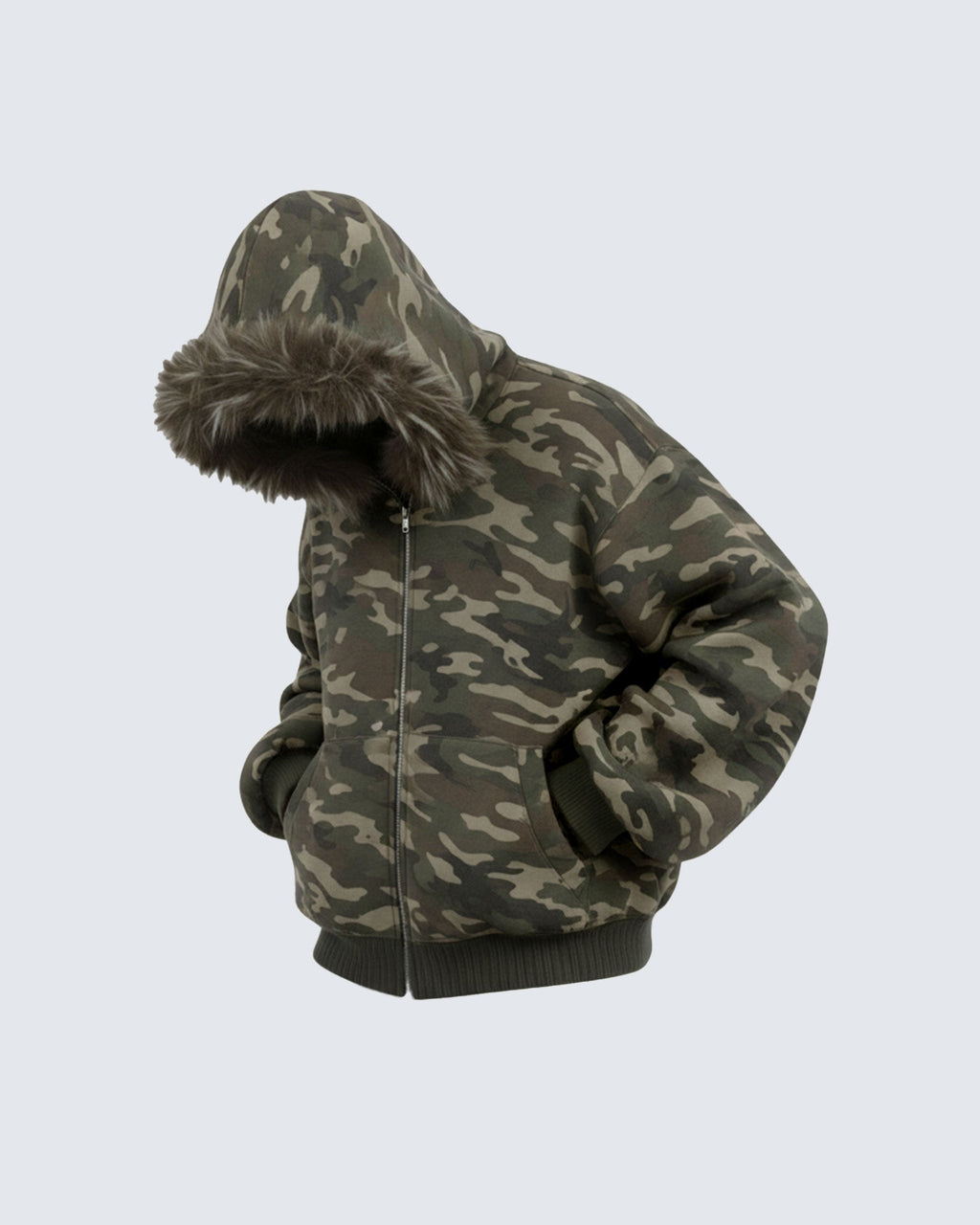 Camouflage Fur Collar Cotton Jacket