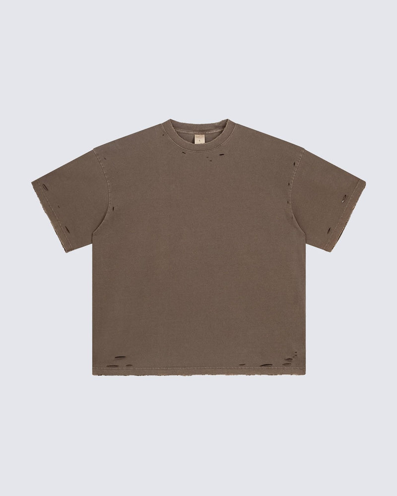 Street Fashion Distressed Short Boxy Tee