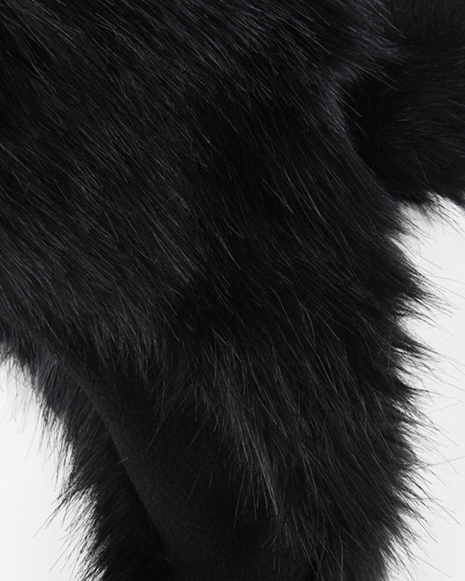 Black Horn Faux Fur Trapper Hat