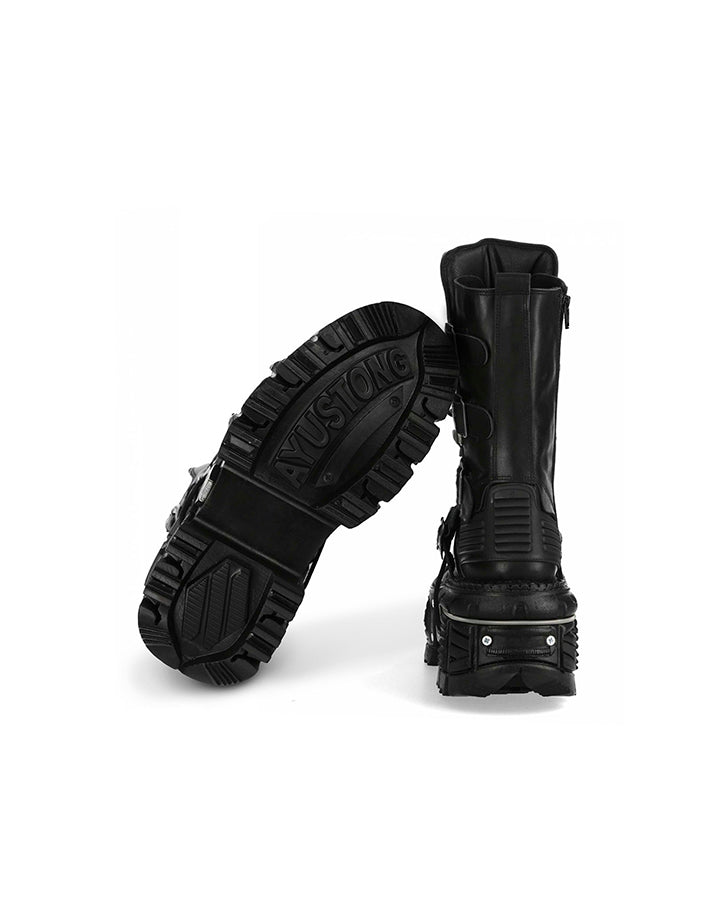New High-Top Buckled Gothic Boots