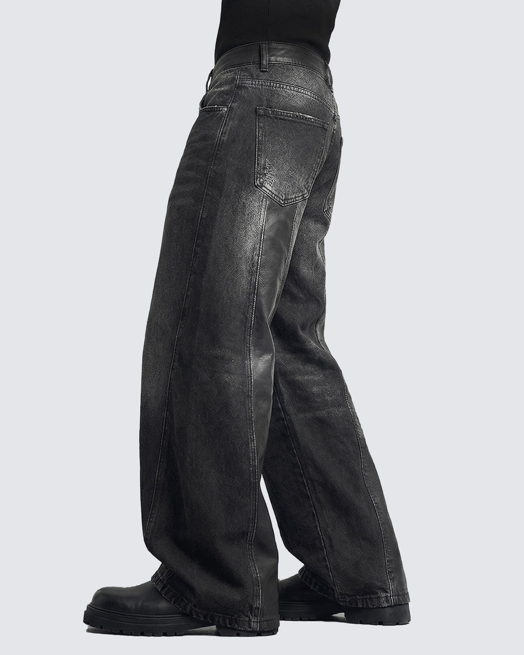 LOW SATURATION-Washed Wide-Leg Denim Pants