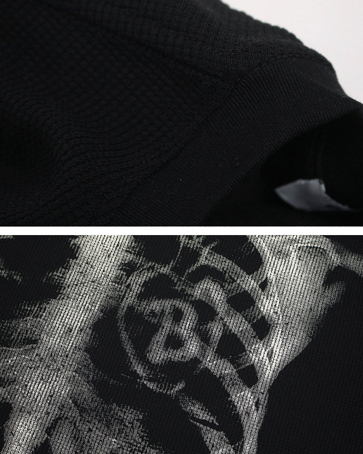 GRYFT Skull Print Waffle T-Shirt