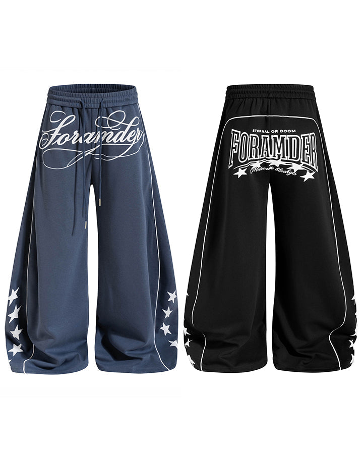 GRYFT Streetwear Graphic Star Wide Leg Pants