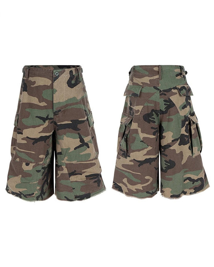 GRYFT Utility Camo Cargo Pocket Wide Knee Shorts