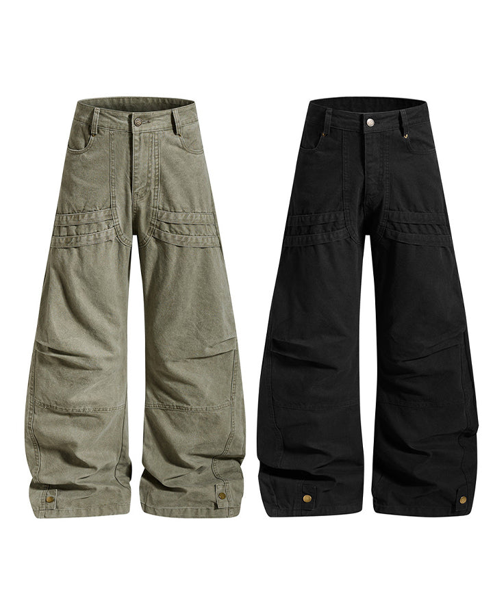 GRYFT Utility Washed Pleated Curve Pants