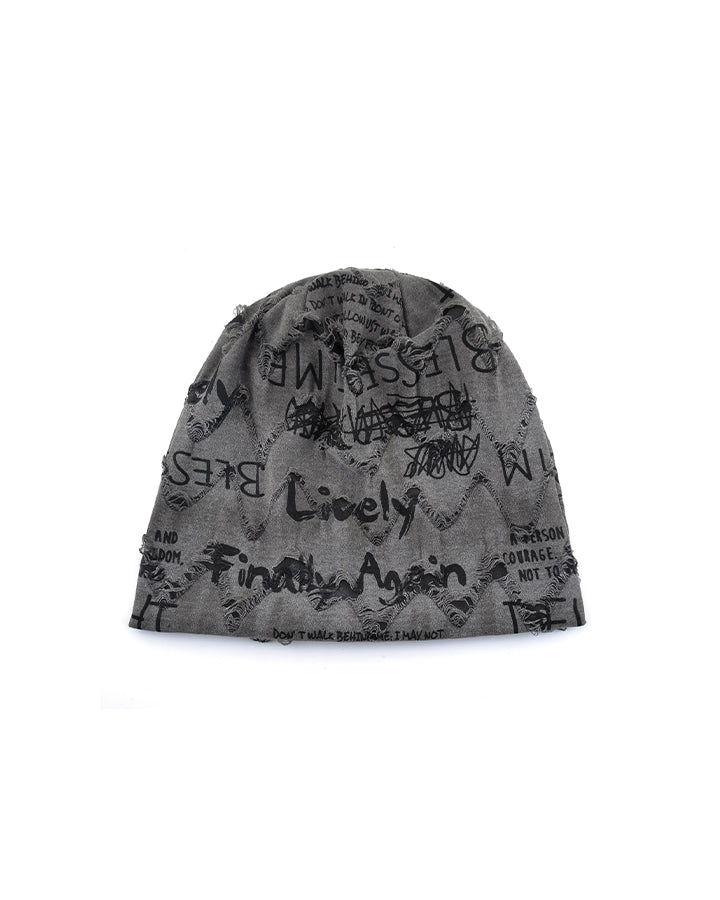 Graffiti Print Slouch Beanie