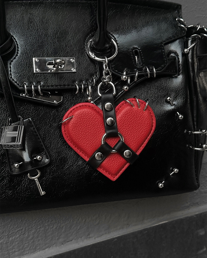 Heart Shaped Leather Bag Charm