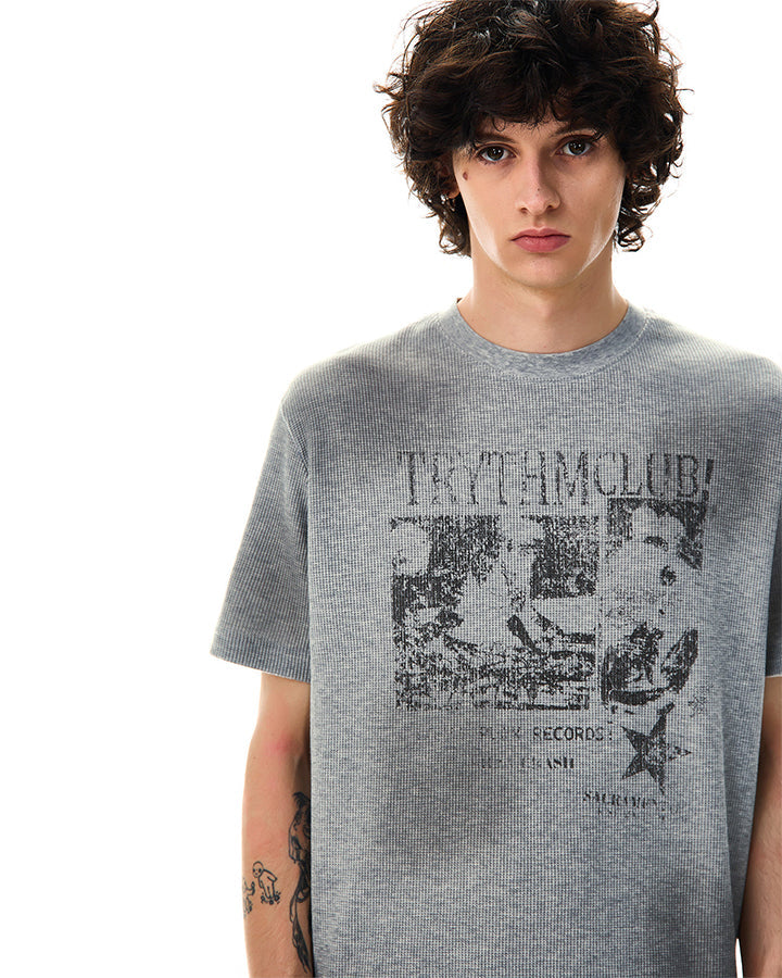 Waffle New Texture Vintage Washed Short T-Shirt