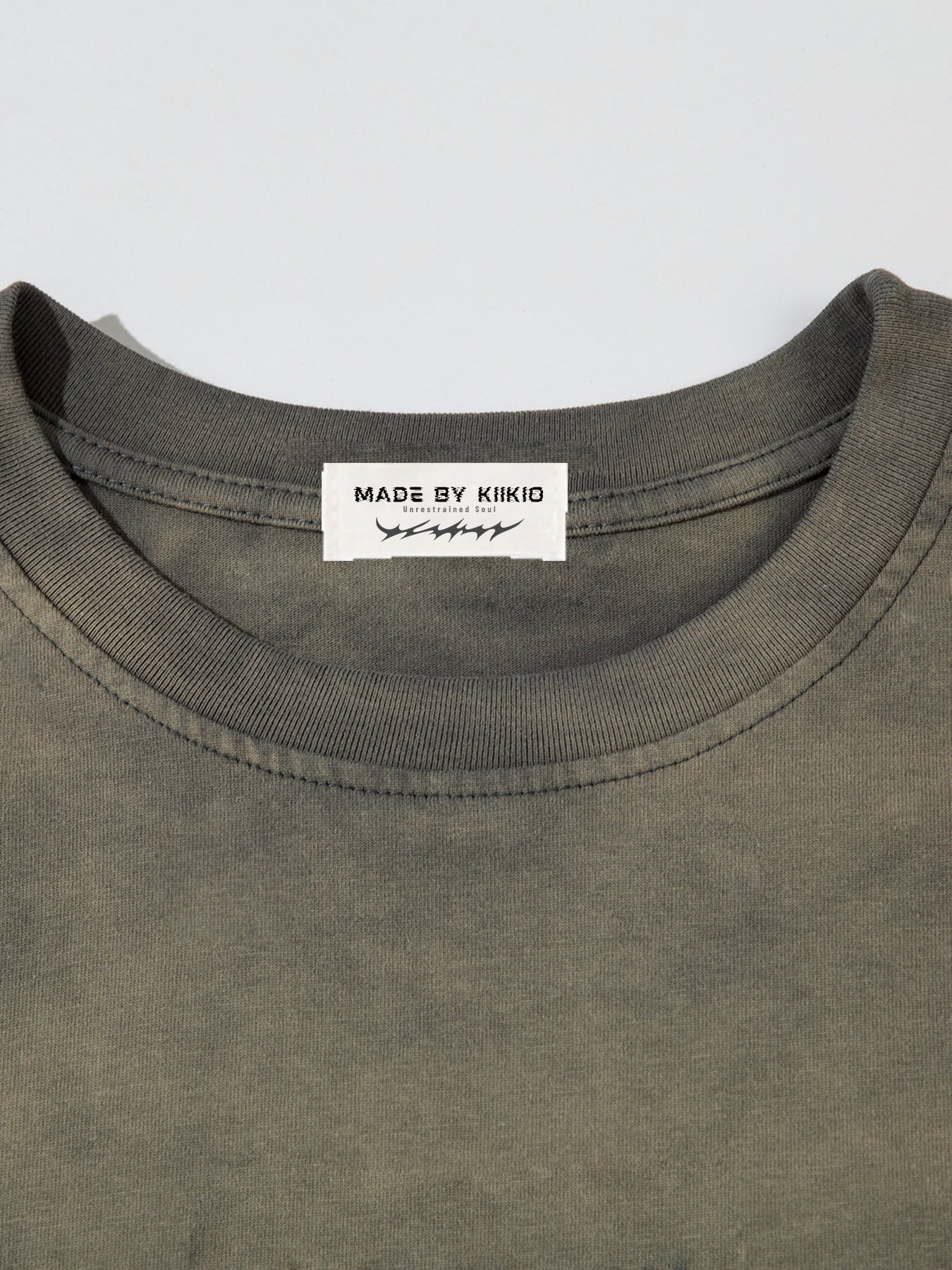 American-Style Distressed Washed Thorn Print Short-Sleeved T-Shirt
