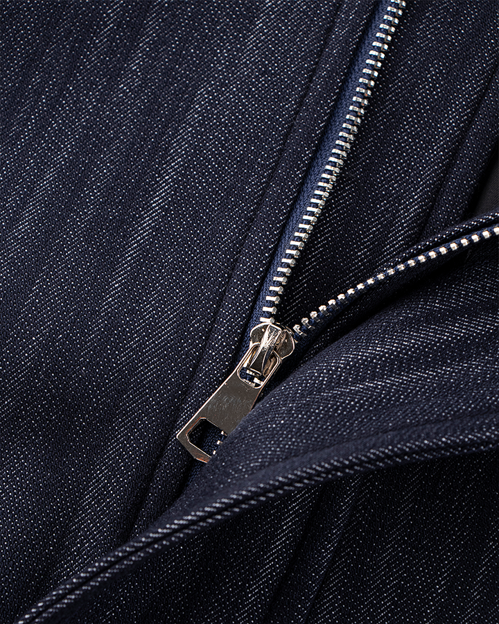 Denim Stand Collar Zip-Up Jacket
