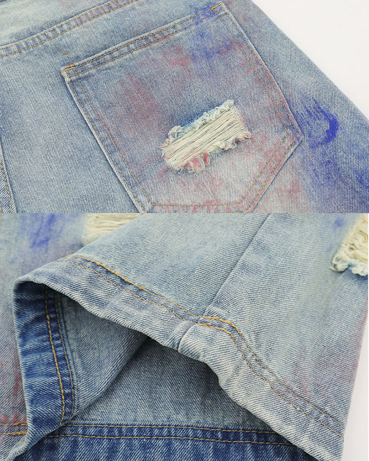 American Graffiti Distressed Denim Shorts