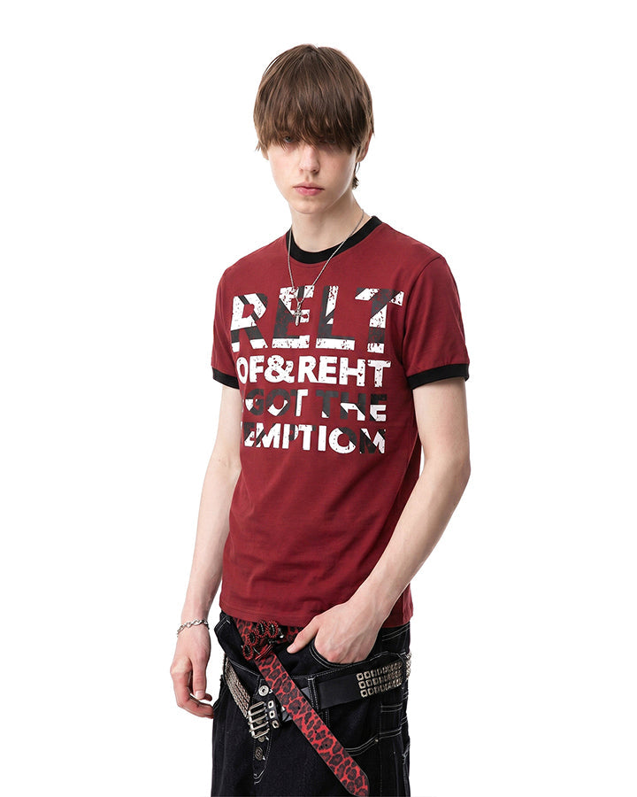 American Vintage Contrast Ringer Graphic T-Shirt New