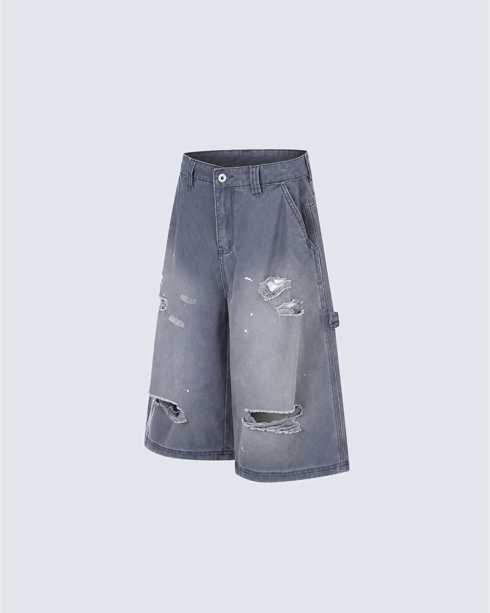 Washed Faded Distressed Cargo Shorts