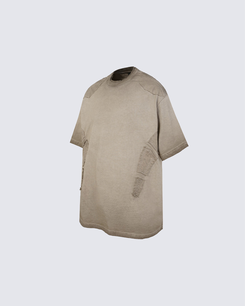 Grunge Washed Raw Edge Patchwork Boxy Tee New