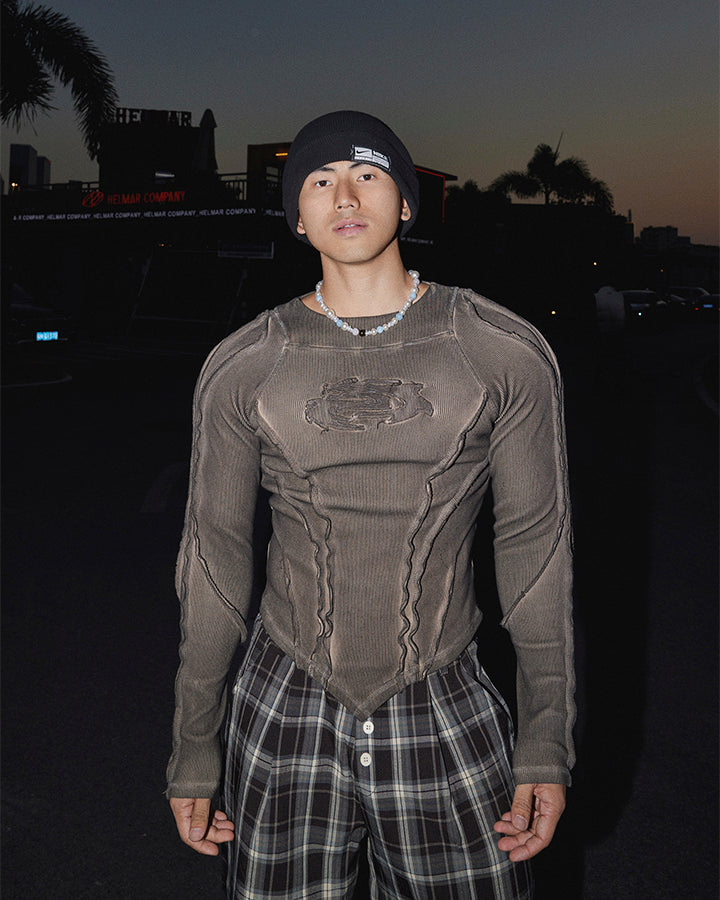 American Vintage Washed Distressed Moto Mecha Sweatshirt