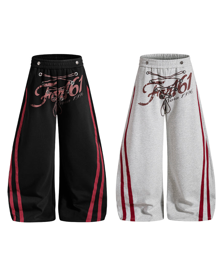 GRYFT Y2K Lace-Up Stripe Curved Blade Pants