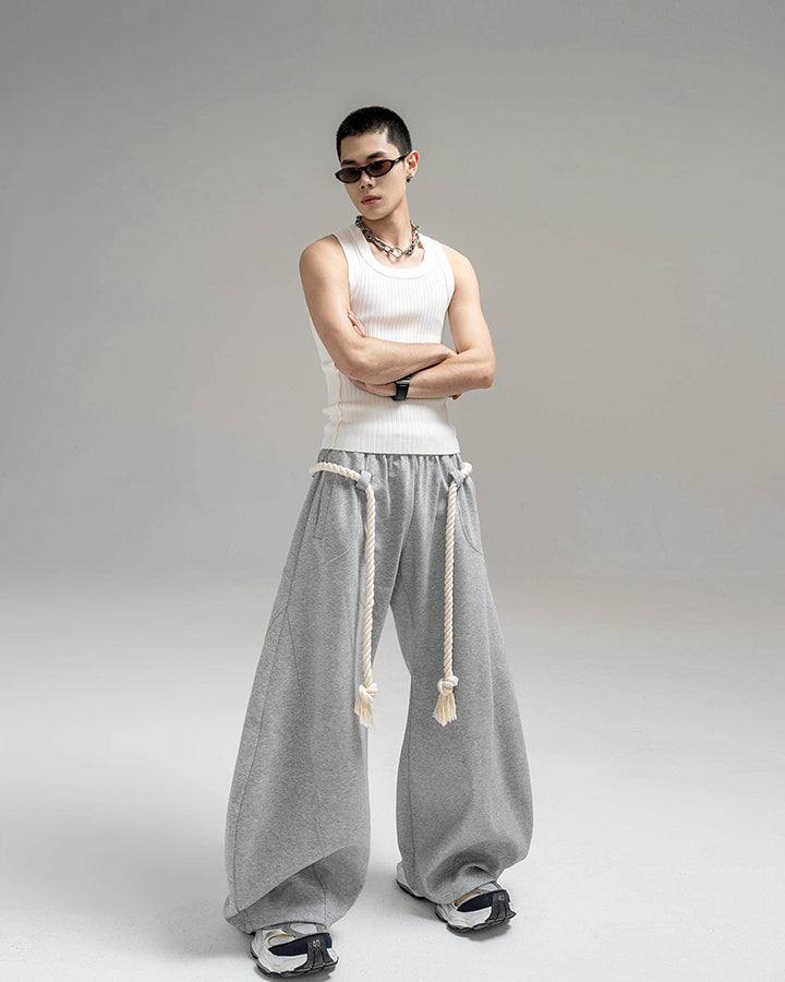New Casual Relaxed Curved Wide-Leg Pants