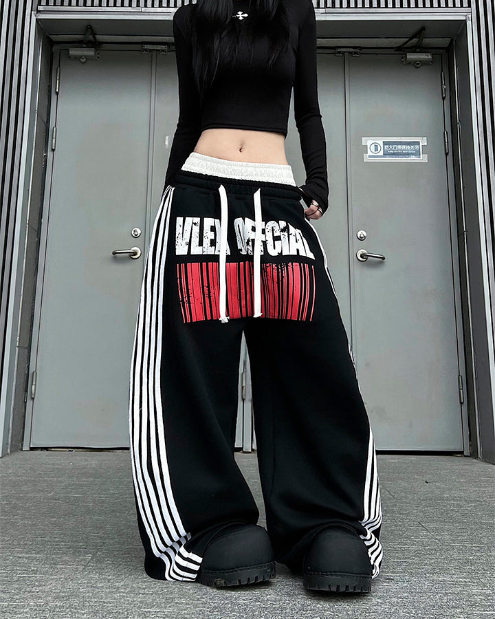 Double Waist Washed Side Stripe Sweatpants