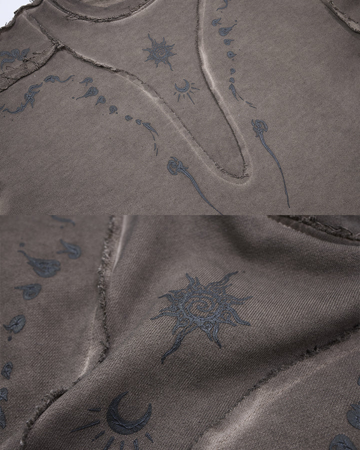 GRYFT Grunge Washed Patchwork Sweater