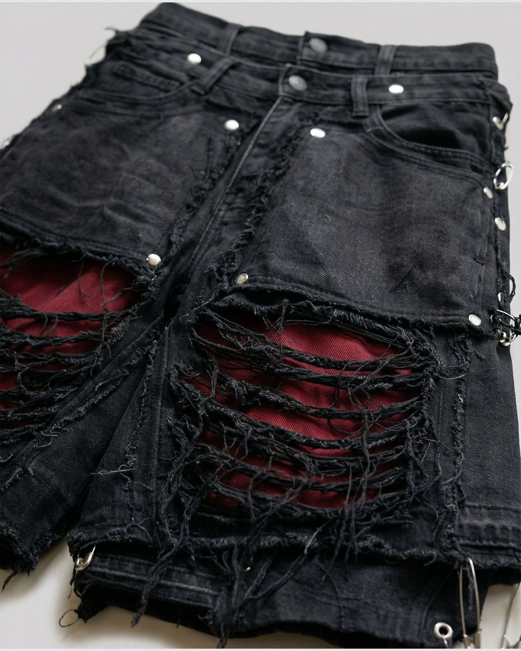 New Raw Hem Ripped Black Jean Shorts