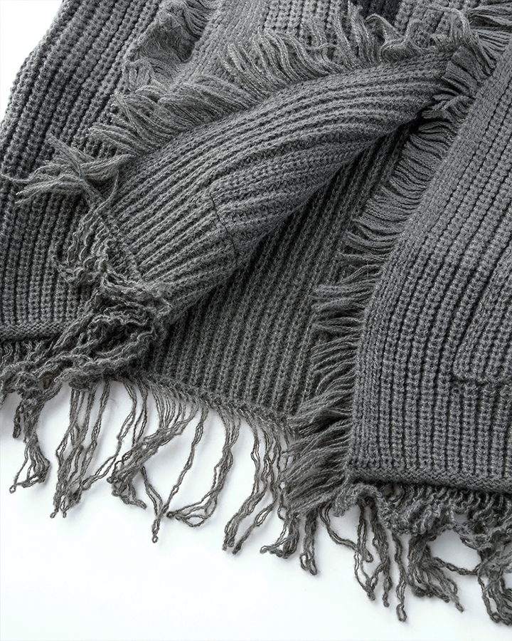 Distressed Knit Open-Front Cardigan
