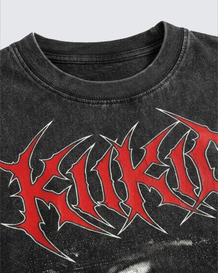 Vintage Washed Gothic Eye Graphic Oversized T-Shirt